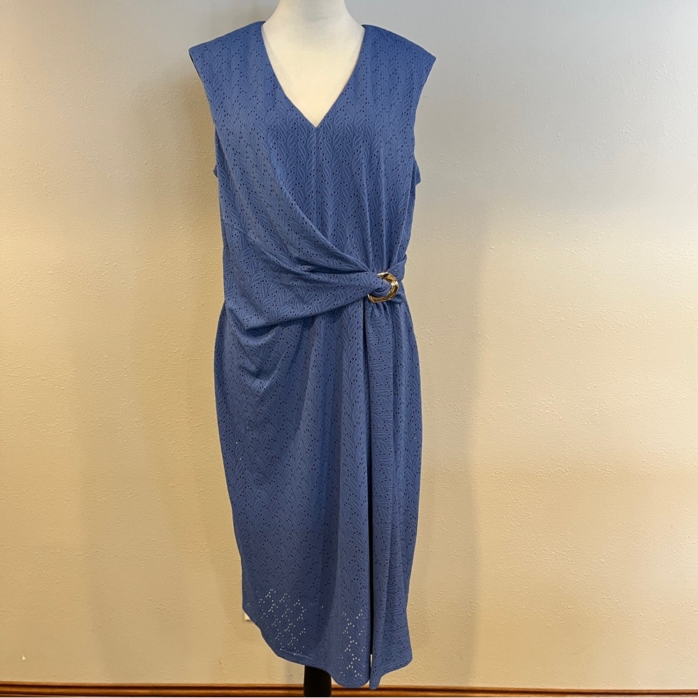 London‎ Times Elegant dusty Blue Sleeveless stretchy mini Dress size large
